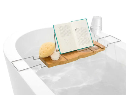 Bamboo Bath Caddy Easy Simple Relaxing Bathroom Shelf Bathtub Caddy Shelf Unbranded