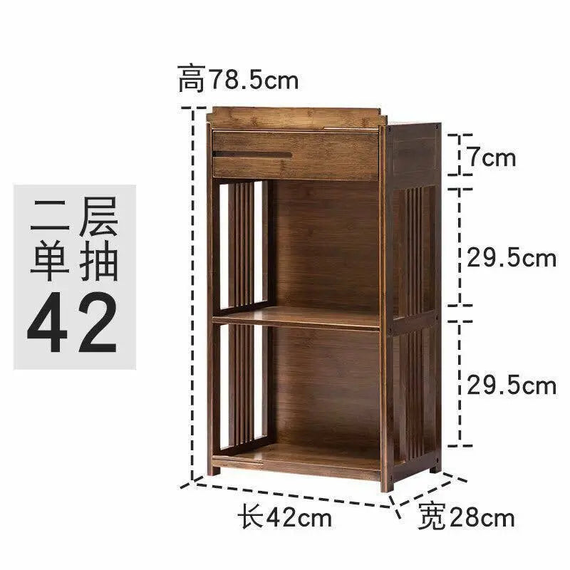 Bamboo Book Case Antique Style Bookcase Shelf Cabinet With Drawers Storage everythingbamboo