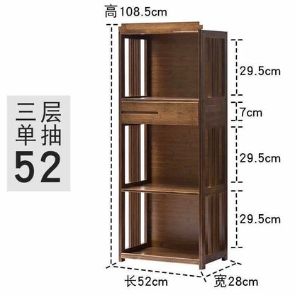 Bamboo Book Case Antique Style Bookcase Shelf Cabinet With Drawers Storage everythingbamboo