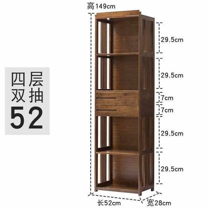 Bamboo Book Case Antique Style Bookcase Shelf Cabinet With Drawers Storage everythingbamboo