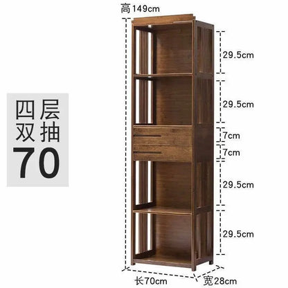 Bamboo Book Case Antique Style Bookcase Shelf Cabinet With Drawers Storage everythingbamboo