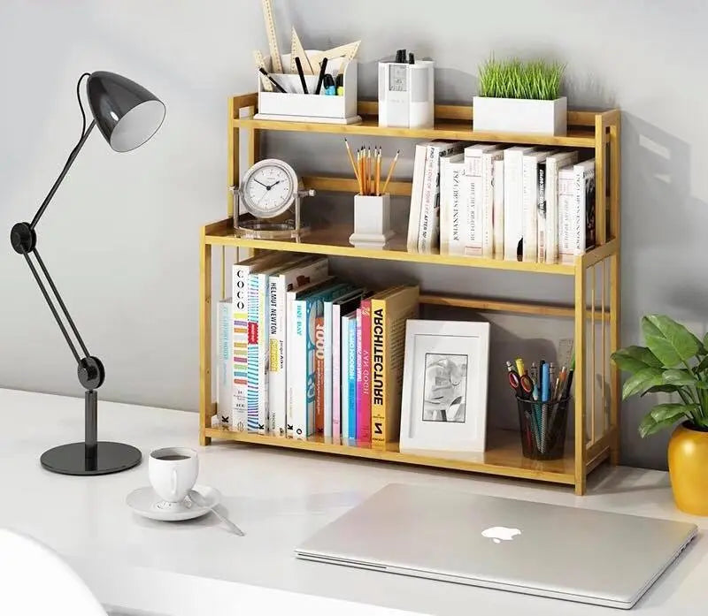 Bamboo Book Shelves Kitchen Storage Multi Use Desk Book Shelf Simple Handy everythingbamboo