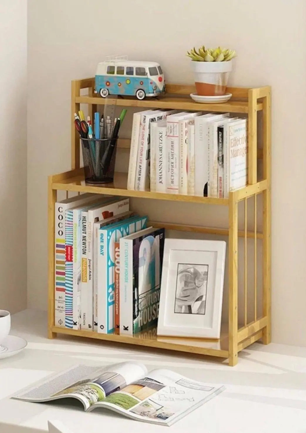 Bamboo Book Shelves Kitchen Storage Multi Use Desk Book Shelf Simple Handy everythingbamboo
