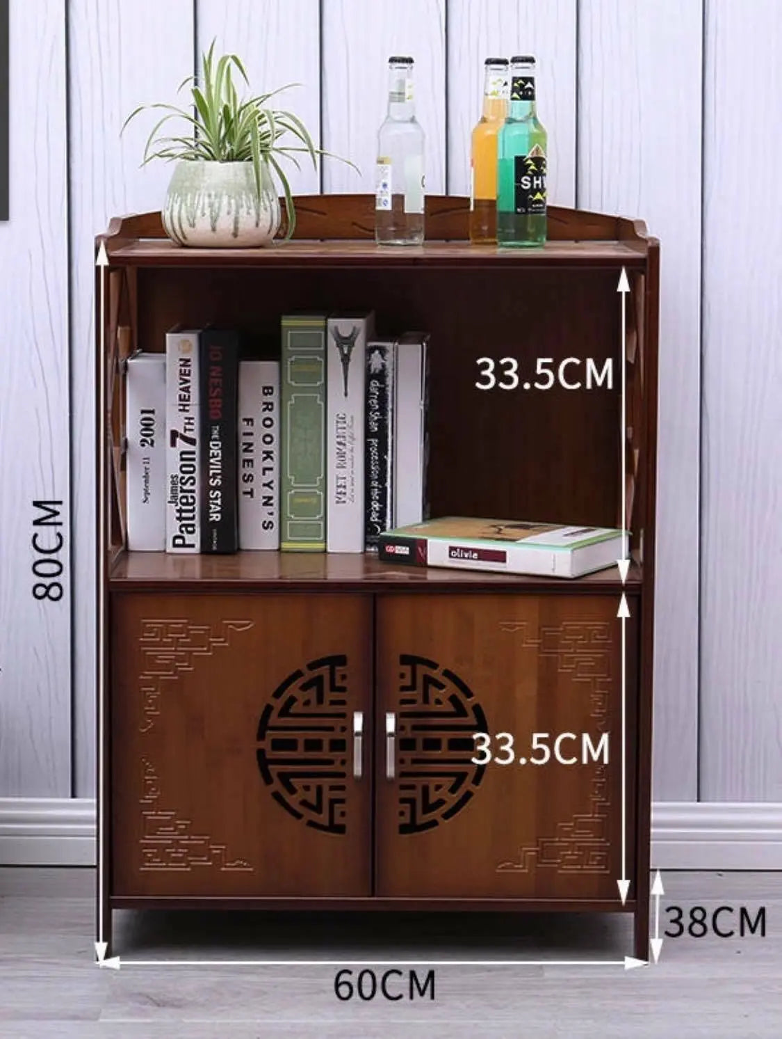 Bamboo Bookcase Bookshelf Cabinet Shoe Case Storage Organizer With Doors Antique Style everythingbamboo