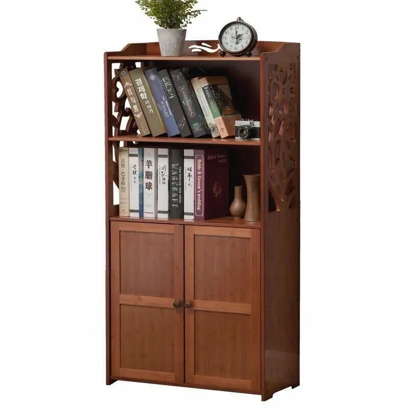 Bamboo Bookcase Bookshelf Carved Stylish Organizer Storage Unit Home Office everythingbamboo