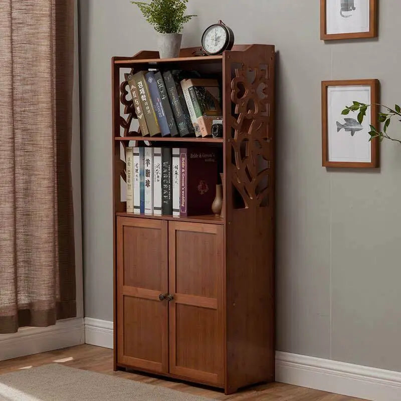 Bamboo Bookcase Bookshelf Carved Stylish Organizer Storage Unit Home Office everythingbamboo