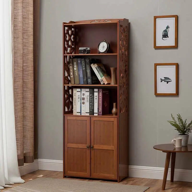 Bamboo Bookcase Bookshelf Carved Stylish Organizer Storage Unit Home Office everythingbamboo
