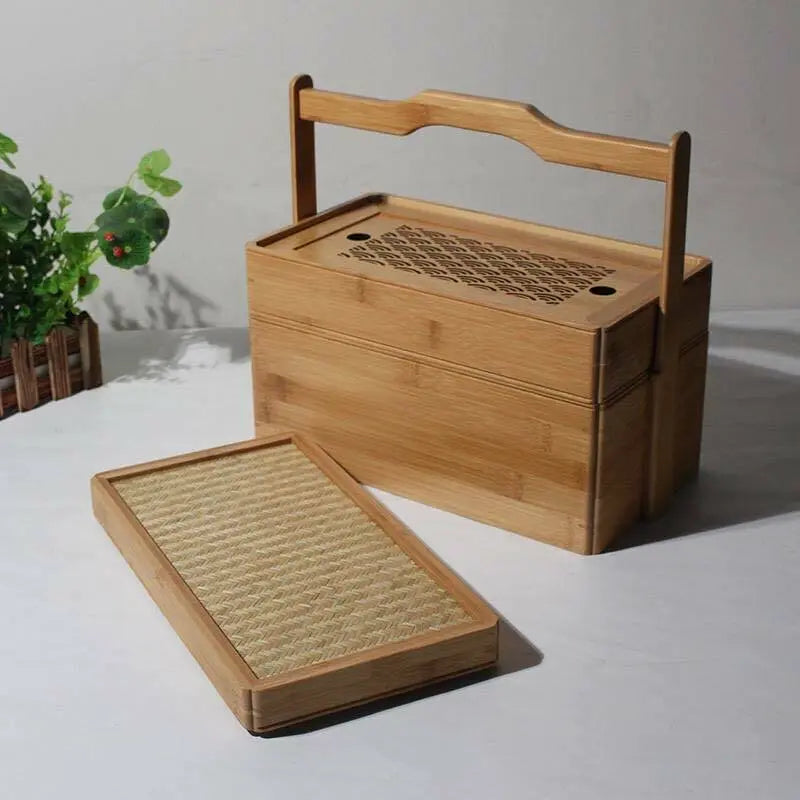 Bamboo Box Bamboo Multiple Tiers Storage box With Handle Organizer Vi ...