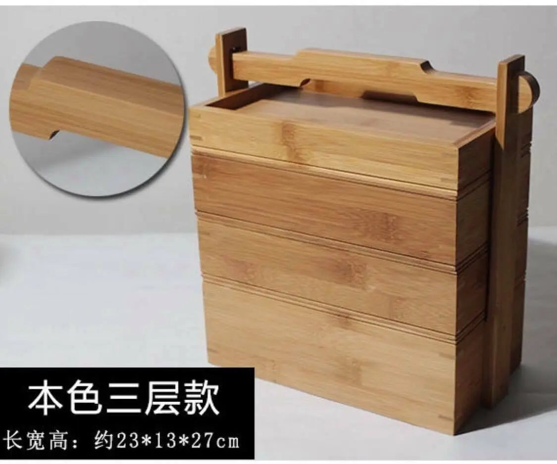 Bamboo Box Bamboo Multiple Tiers Storage box With Handle Organizer Vi ...