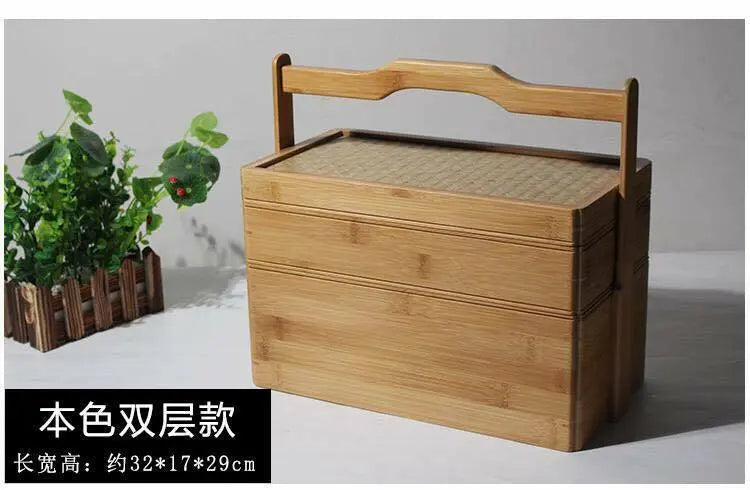 Bamboo Box Bamboo Multiple Tiers Storage Box With Handle Organizer Vintage Style everythingbamboo