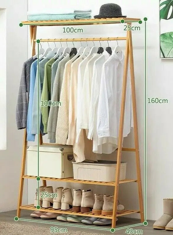 Bamboo Clothes Hanger Coat Rack Garment Hanger Holder Hat Rack Stand Organizer everythingbamboo