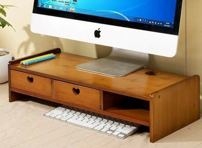 Bamboo Computer Monitor Laptop Stand Riser Base Desk Table Shelf Organiser everythingbamboo