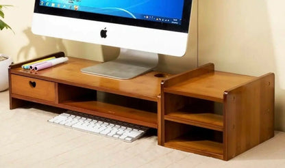 Bamboo Computer Monitor Laptop Stand Riser Base Desk Table Shelf Organiser everythingbamboo