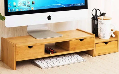 Bamboo Computer Monitor Laptop Stand Riser Monitor Base Shelf Desk Organiser Storage BST01 everythingbamboo