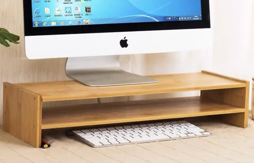 Bamboo Computer Monitor Laptop Stand Riser Monitor Base Shelf Desk Organiser Storage BST01 everythingbamboo