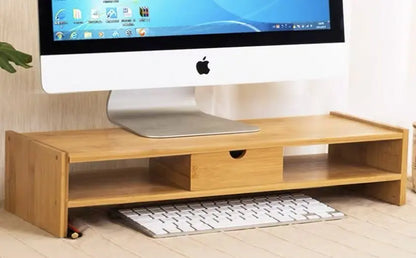 Bamboo Computer Monitor Laptop Stand Riser Monitor Base Shelf Desk Organiser Storage BST01 everythingbamboo