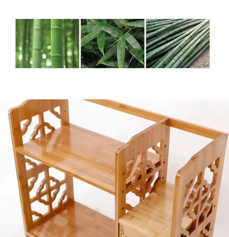 Bamboo Desk Book Shelf Book Case Drawer Office Storage Multi Use Antique Style everythingbamboo