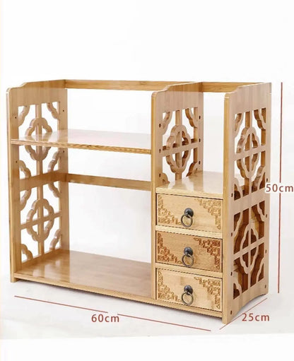 Bamboo Desk Book Shelf Book Case Drawer Office Storage Multi Use Antique Style everythingbamboo