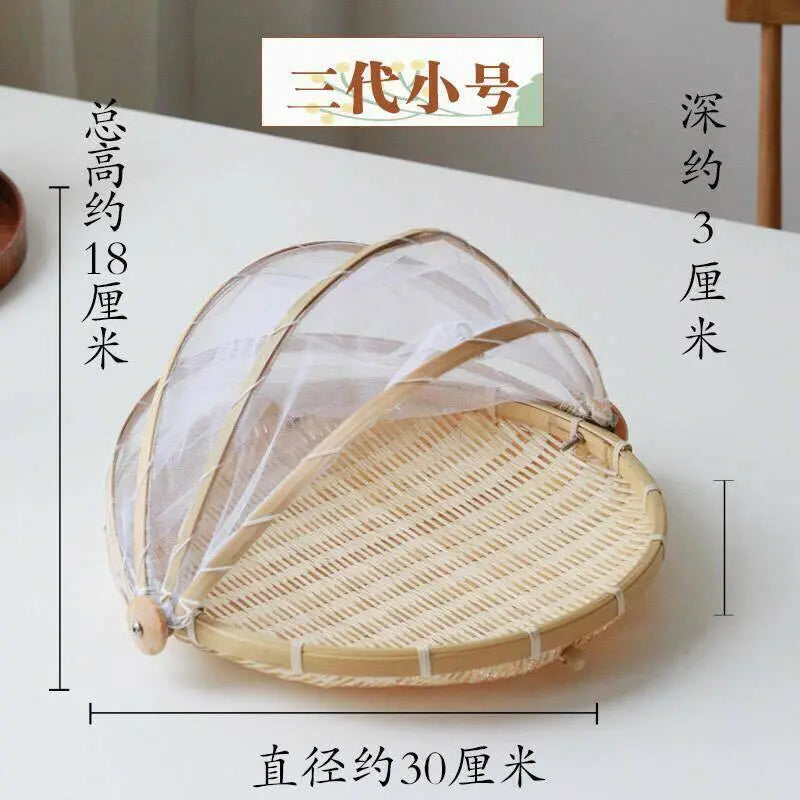 Bamboo Detachable Net Mesh Cover Basket Picnic Serving Food Anti Insect Dust everythingbamboo