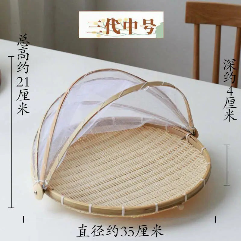 Bamboo Detachable Net Mesh Cover Basket Picnic Serving Food Anti Insect Dust everythingbamboo