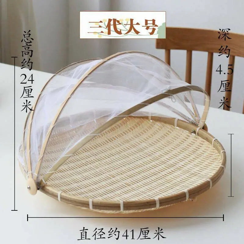 Bamboo Detachable Net Mesh Cover Basket Picnic Serving Food Anti Insect Dust everythingbamboo