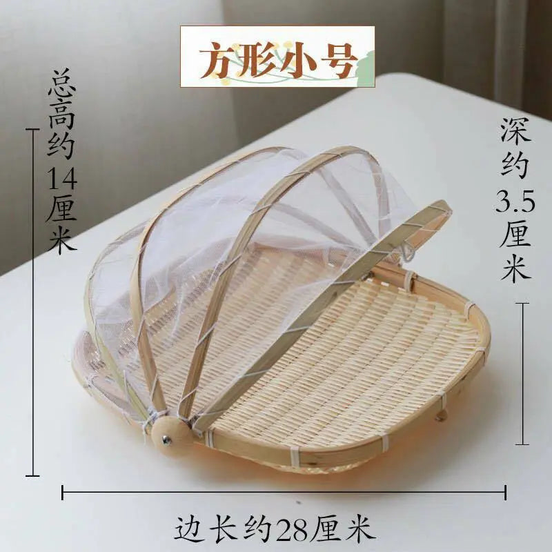 Bamboo Detachable Net Mesh Cover Basket Picnic Serving Food Anti Insect Dust everythingbamboo