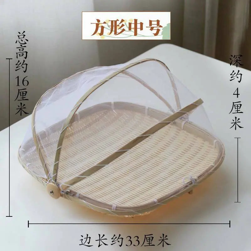 Bamboo Detachable Net Mesh Cover Basket Picnic Serving Food Anti Insect Dust everythingbamboo