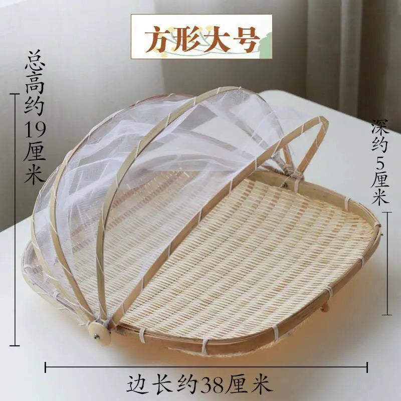 Bamboo Detachable Net Mesh Cover Basket Picnic Serving Food Anti Insect Dust everythingbamboo