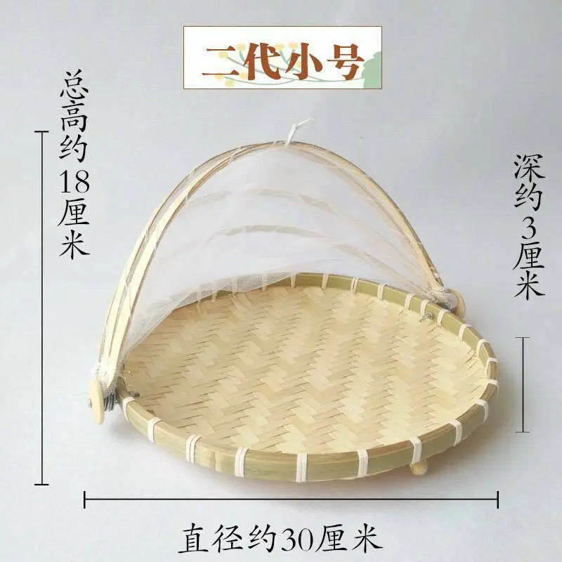 Bamboo Detachable Net Mesh Cover Basket Picnic Serving Food Anti Insect Dust everythingbamboo