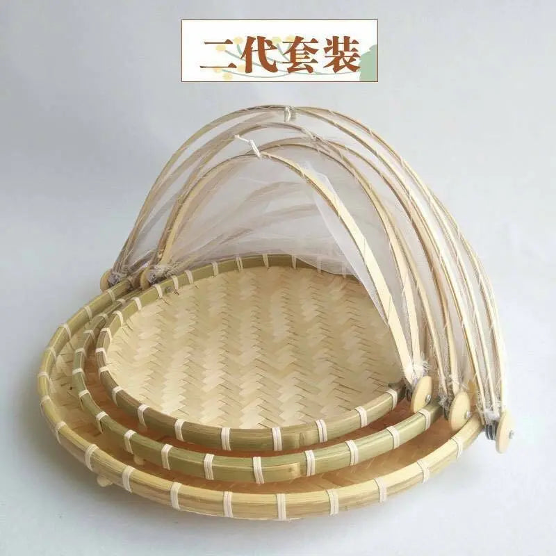 Bamboo Detachable Net Mesh Cover Basket Picnic Serving Food Anti Insect Dust everythingbamboo