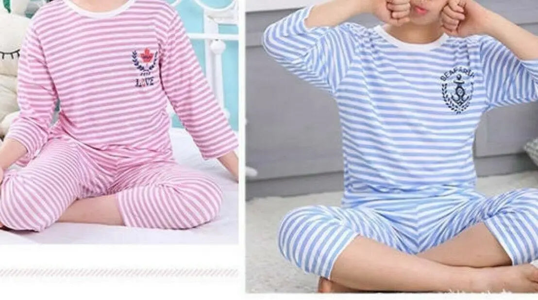 Bamboo Fiber Kids Children Pajamas Sleepwear Top Pants Set Summer Cool Thin everythingbamboo