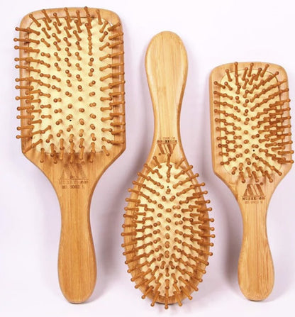 Bamboo Hair Brush Pneumatic Massage Comb Small Spherical Wooden Pins Healthy everythingbamboo