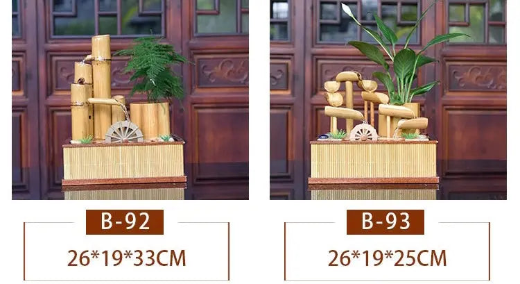 Bamboo Handmade Handcrafted Water Feature Fountain With Basin Flowing Water Wheels Home Decor B9293 everythingbamboo