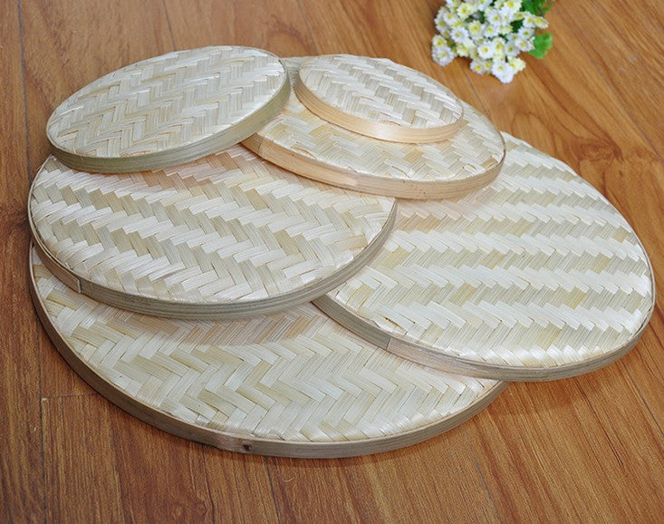 Bamboo Handmade Round Plates Bamboo Fruit Baskets Storage Drier Food Multiple Use BPT01 Unbranded