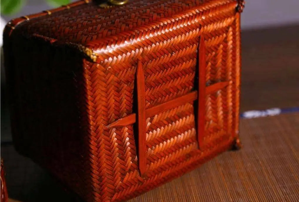 Bamboo Handwoven Handcrafted Vintage Style Container Organizer Box With Lid everythingbamboo