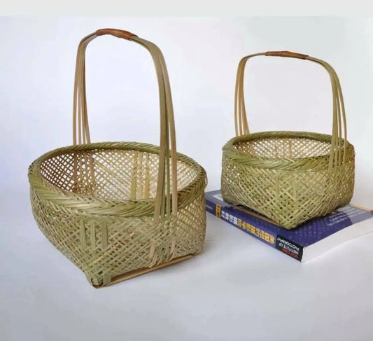 Bamboo Handwoven Handmade Fruit Vegetable Storage Basket Artwork Practical Use everythingbamboo