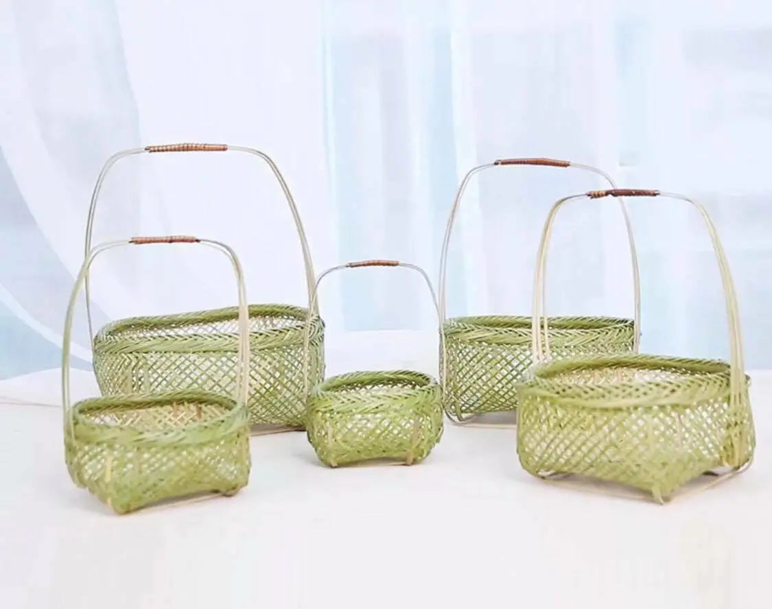 Bamboo Handwoven Handmade Fruit Vegetable Storage Basket Artwork Practical Use everythingbamboo