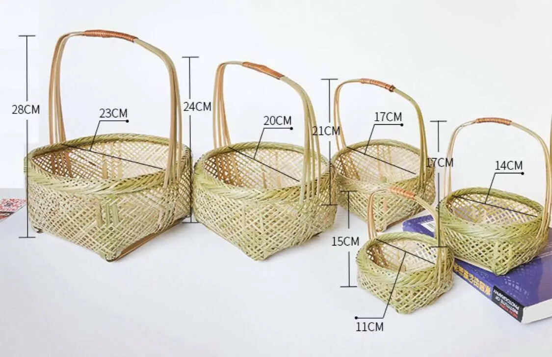 Bamboo Handwoven Handmade Fruit Vegetable Storage Basket Artwork Practical Use everythingbamboo