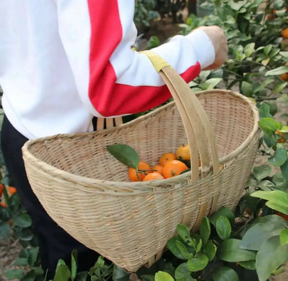 Bamboo Handwoven Handmade Fruit Vegetable Storage Basket Artwork Practical Use everythingbamboo