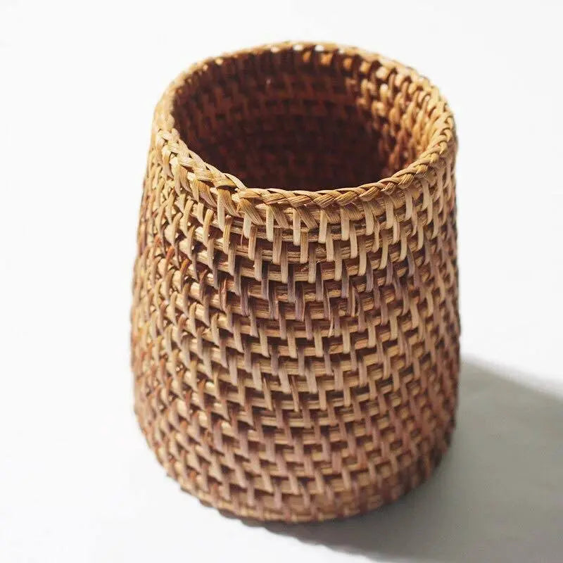 Bamboo Holder Handwoven Handmade Round Stationary Holder Natural Artwork everythingbamboo