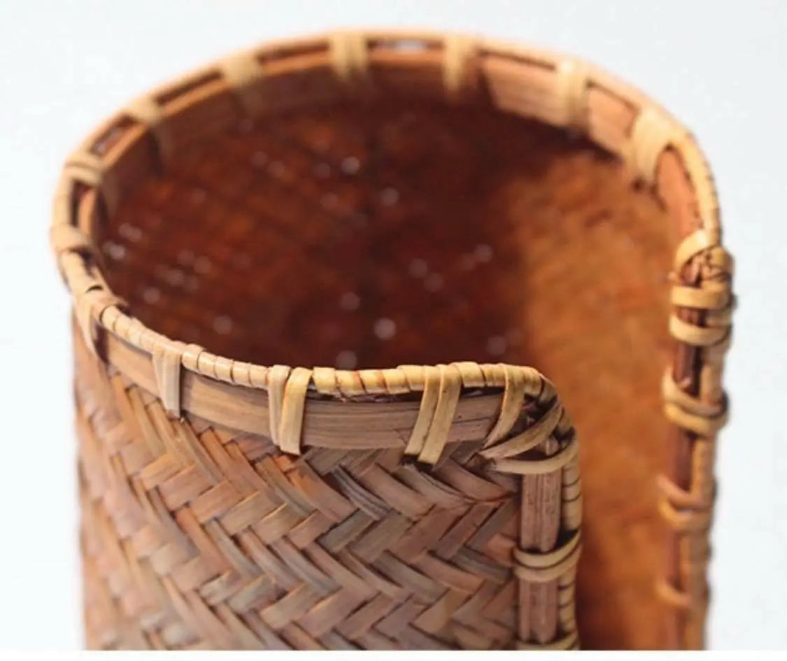 Bamboo Holder Handwoven Handmade Round Stationary Holder Natural Artwork everythingbamboo