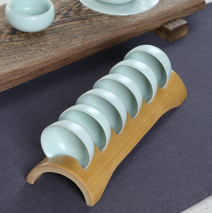 Bamboo Hollowed Out Tea Cup Holder Rack Natural Bamboo Root KungFu Tea Handcraft everythingbamboo
