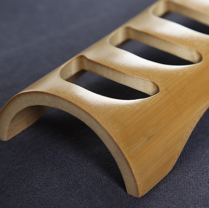 Bamboo Hollowed Out Tea Cup Holder Rack Natural Bamboo Root KungFu Tea Handcraft everythingbamboo