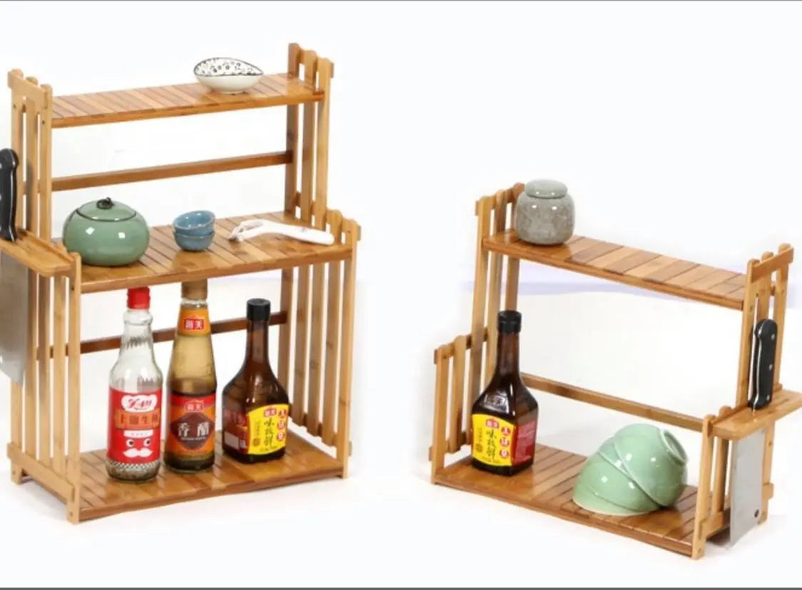 Bamboo Kitchen Storage Shelf Rack Holder Organizer Bathroom Multi-Function Shelf everythingbamboo