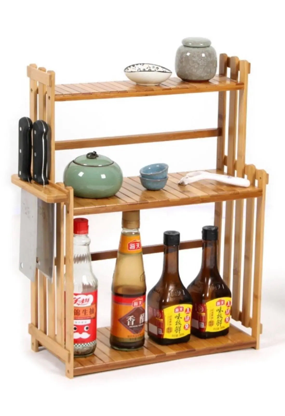 Bamboo Kitchen Storage Shelf Rack Holder Organizer Bathroom Multi-Function Shelf everythingbamboo