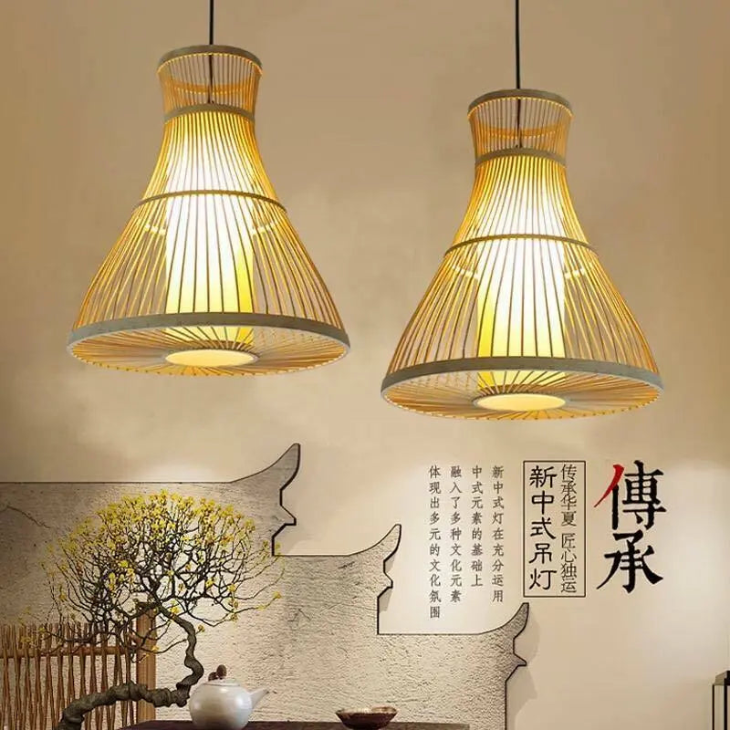 Bamboo Lamp Shade Handmade Light Shade Lamp Cover Handwoven Vintage Style Lampshade everythingbamboo