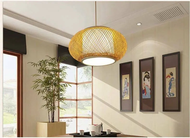 Bamboo Lamp Shade Handmade Light Shade Lamp Cover Handwoven Vintage Style Lampshade everythingbamboo