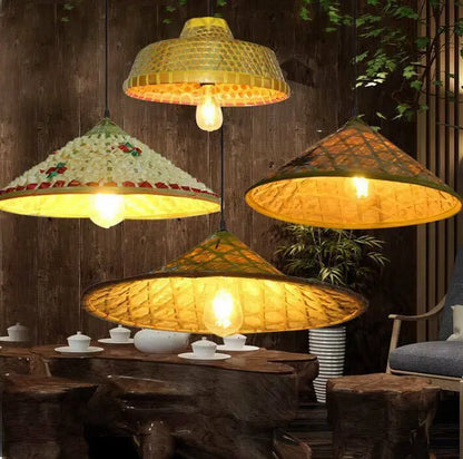 Bamboo Lamp Shades Lamp Cover Handwoven Handcrafted Hat Style Lamp Shades Lampshade everythingbamboo