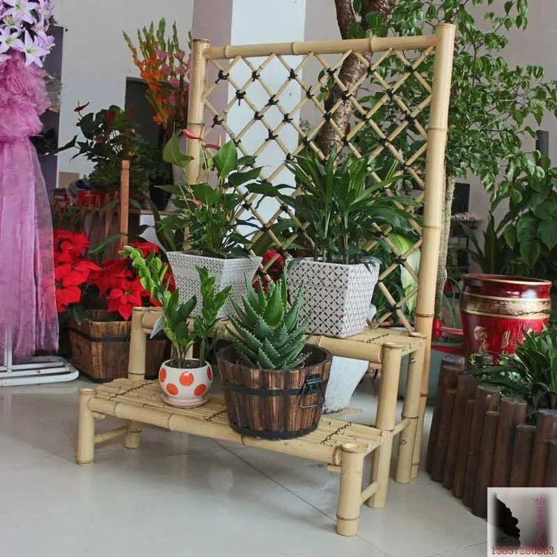 Bamboo Medium Plant Stand Climbing Hanging Plants Pots Garden Decor Handcrafted everythingbamboo