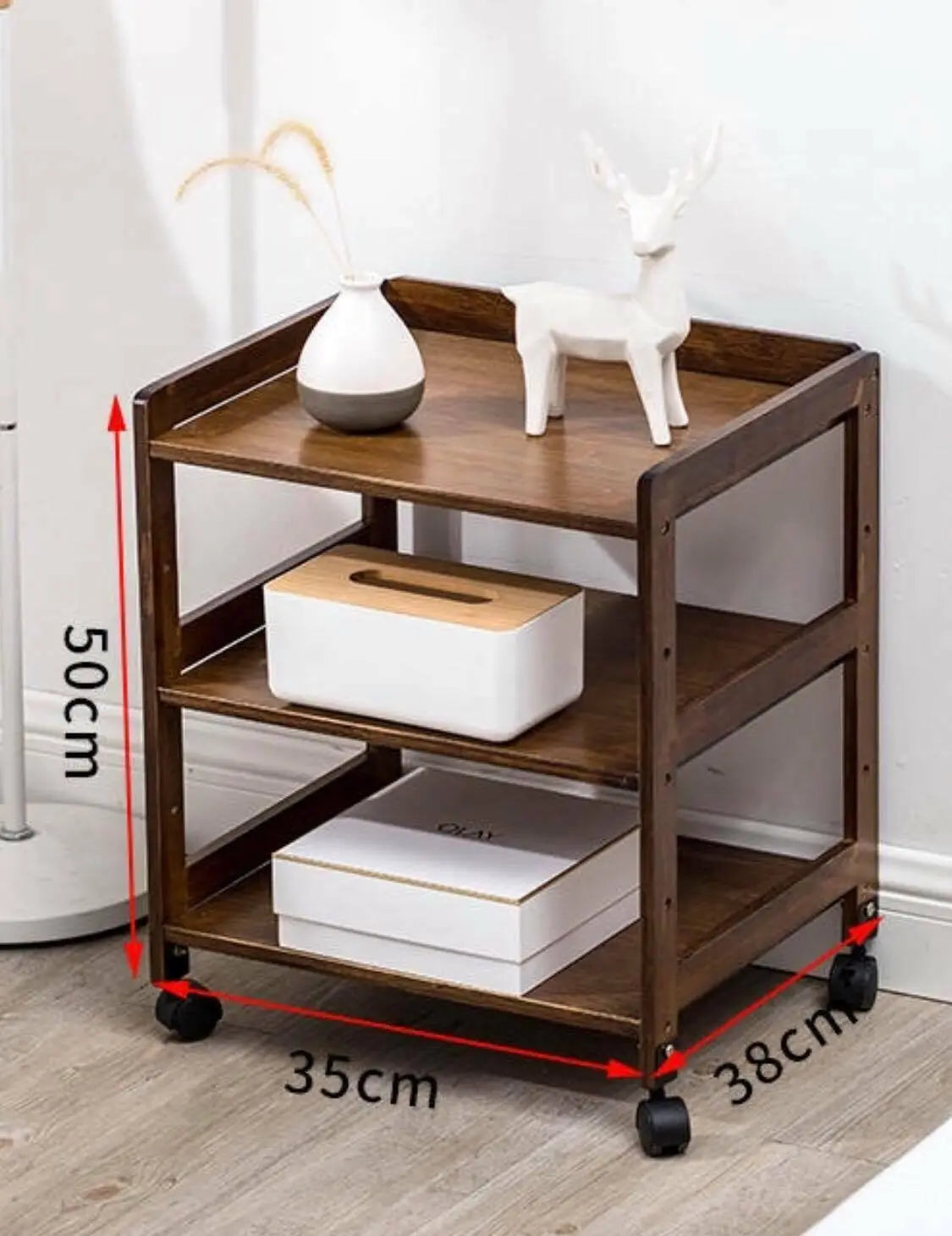 Bamboo Modern Bedside Multiple Shelves Trolley Table With Wheels Cart Rack everythingbamboo